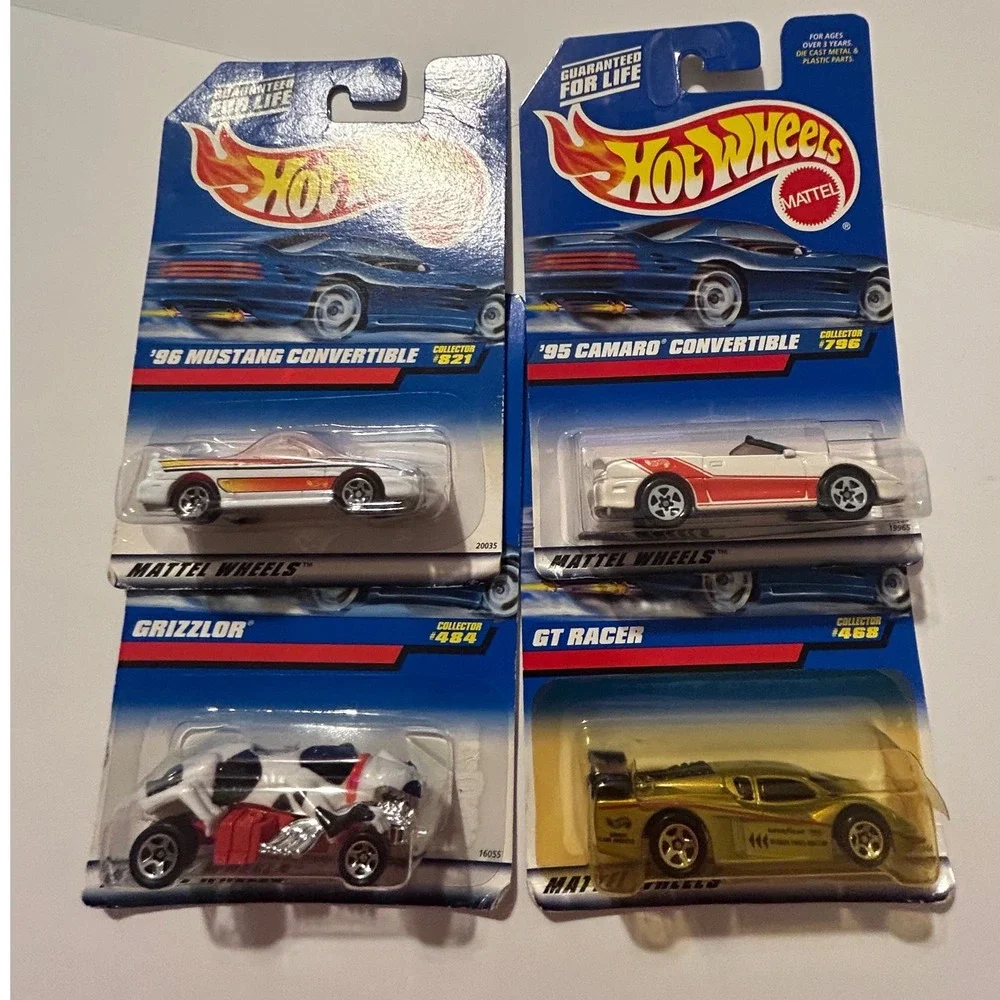 Hot Wheels VTG 90s Diecast Car Lot 96 Mustang 95 Camaro Grizzlor GT Racer 4pk